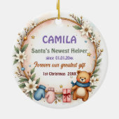 1st Christmas 2 sided Poinsettia Snuggles セラミックオーナメント (裏面)