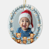 1st Christmas 2 sided Teddy Tidings セラミックオーナメント (左)