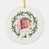 1st Christmas Deer with Wreath Customize セラミックオーナメント (正面)