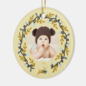 1st Christmas Deer with Wreath Soft Yellow セラミックオーナメント (左)