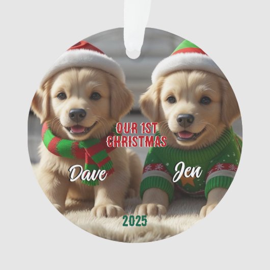 1st Christmas Golden Retriever Personalized オーナメント (正面)