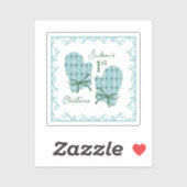 1st Christmas Mittens Green Bow Holiday シール (シート)