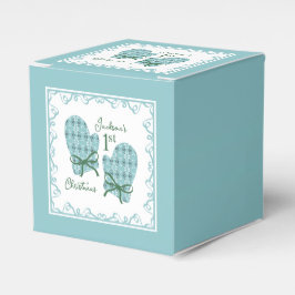 1st Christmas Mittens Green Bow Holiday Favor Box フェイバーボックス