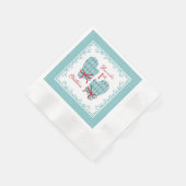 1st Christmas Mittens Red Bow Holiday 縁ありカクテルナプキン (角)
