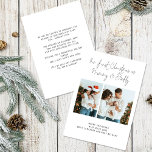 1st Christmas Mommy Daddy 2写真誕生発表 シーズンカード<br><div class="desc">1st Christmas As Mommy And Daddy Script 2枚の写真とオプションの誕生発表2枚のサンプル写真を自分の写真に置き換え、下の挨拶と名前、後ろのメッセージでパーソナライズする。ママとパパの初めてのクリスマスは決まった台本スタイリッシュに書いてある。</div>