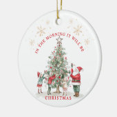 1st Christmas Santa Elf's Tree Baby Photo セラミックオーナメント (左)