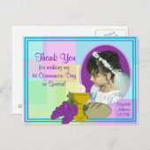 1st Communion Thank You/Photo ポストカード (正面/裏面)