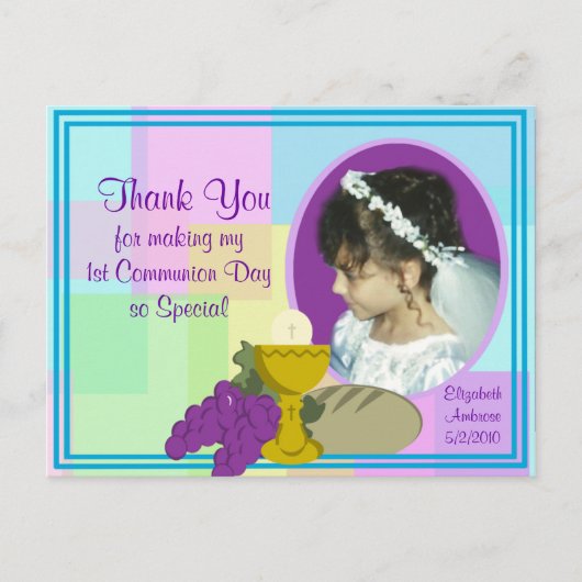 1st Communion Thank You/Photo ポストカード (正面)