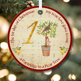 1st Day of Christmas Partridge in a Pear Tree メタルオーナメント