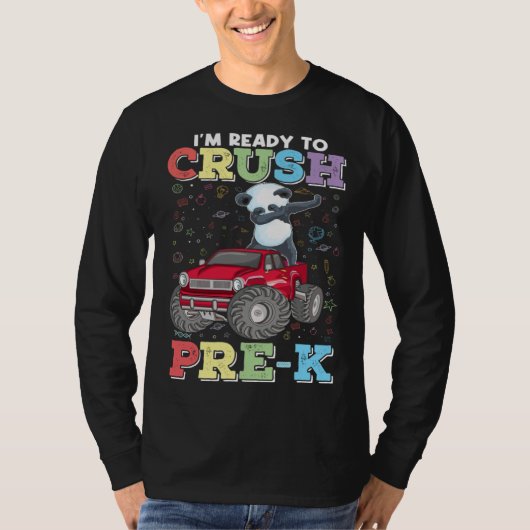1st day of Pre K Dabbing Panda Monster Truck Back  Tシャツ (正面)