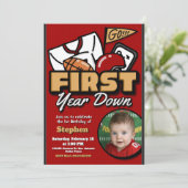 1st Down - 写真入りフットボールデザイン 招待状 (スタンド正面)