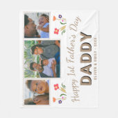 1st Father's Day Daddy Keepsake 3 Photo フリースブランケット (正面)