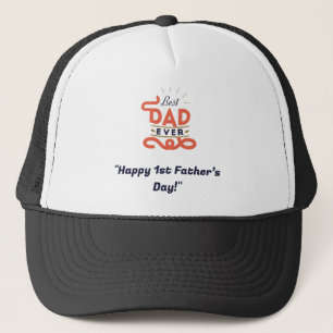 1st Father's Day Hat – ニューはっきりしたダッド向けブルー文字 キャップ