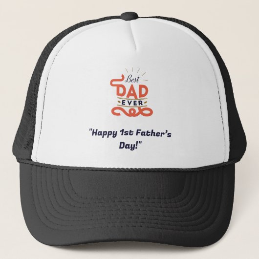 1st Father's Day Hat – ニューはっきりしたダッド向けブルー文字 キャップ (正面)