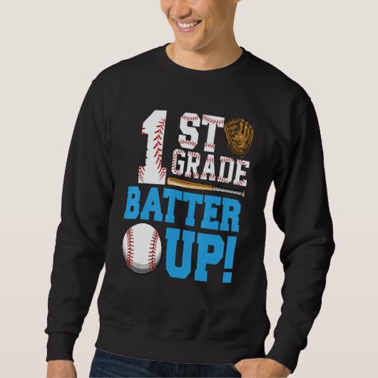 1st Grade Back To School 1st Grade Batter Up Baseb スウェットシャツ (正面)