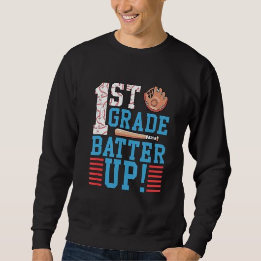 1st Grade Back To School 1st Grade Batter Up Baseb スウェットシャツ (正面)