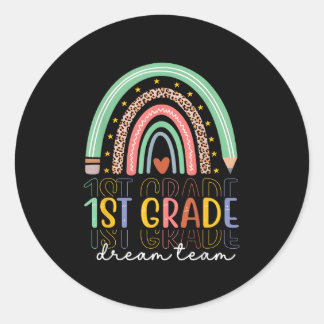 1st Grade Dream Team Rainbow Back To School Teache ラウンドシール