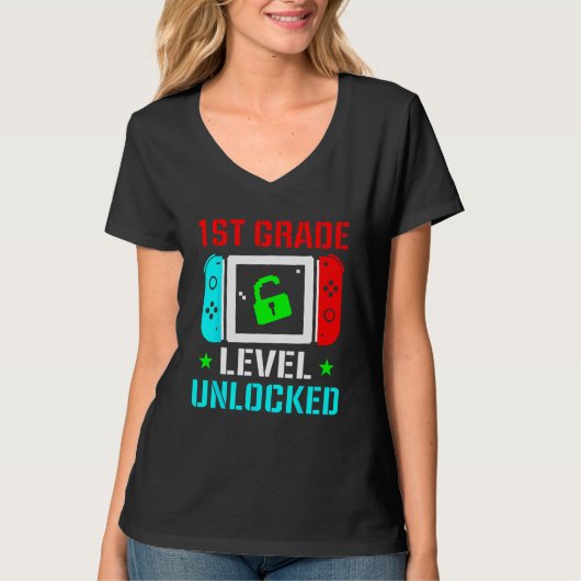 1st Grade Level Unlocked  Back To School Gamer Boy Tシャツ (正面)