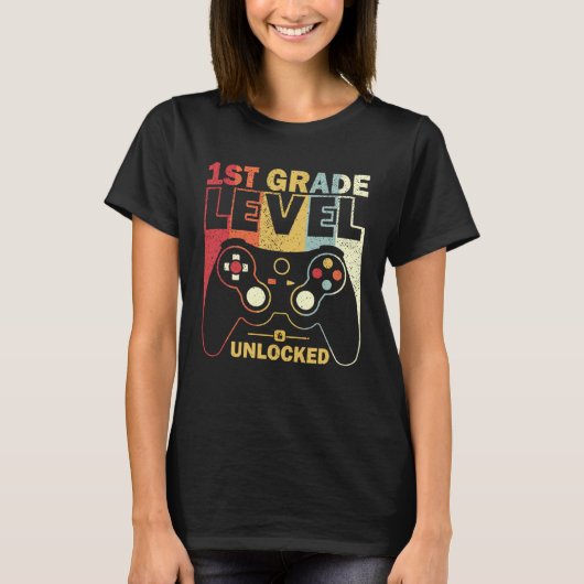 1st Grade Level Unlocked Back To School Video Game Tシャツ (正面)