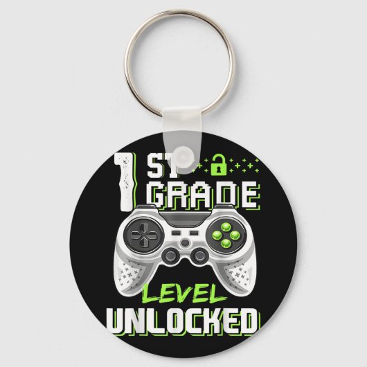 1st Grade Level Unlocked Gamer First Day Of School キーホルダー (正面)