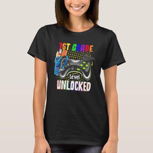 1st Grade Level Unlocked Video Game Back To School Tシャツ (正面)