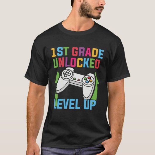 1ST GRADE LEVEL UNLOCKED Video Game Back to School Tシャツ (正面)