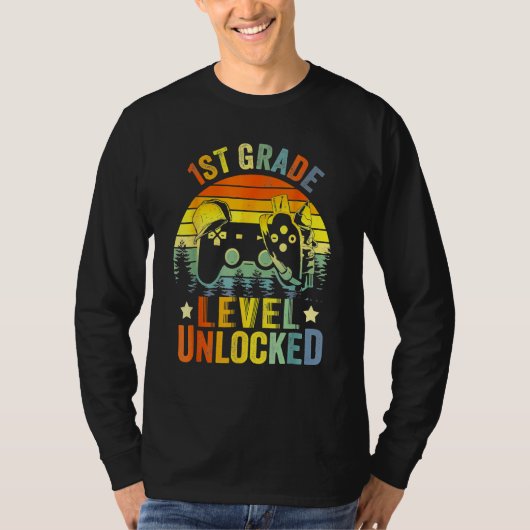 1st Grade Level Unlocked Video Game Back To School Tシャツ (正面)