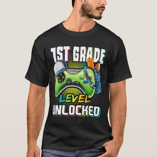 1st Grade Level Unlocked Video Game Ck To School B Tシャツ (正面)