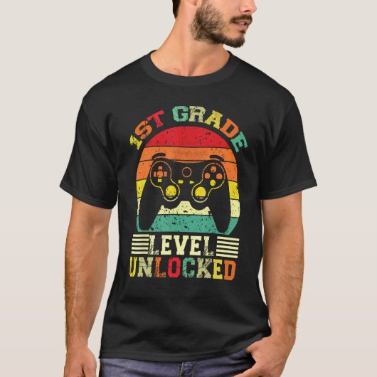 1st Grade Level Unlocked Video Gamer Back to Schoo Tシャツ (正面)