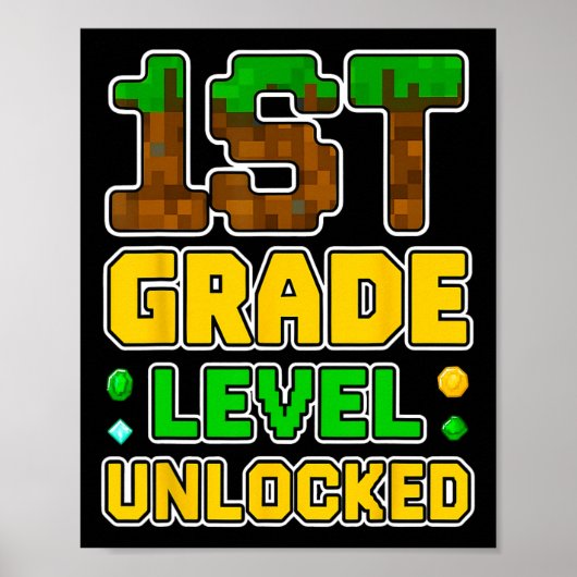1st Grade Level Unlocked Video Gamer Pixel Ck To S ポスター (正面)