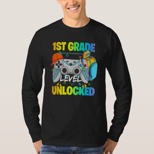 1st Grade Level Unlocked Video Gamers First Day Of Tシャツ (正面)