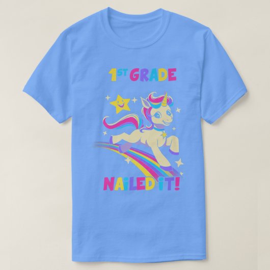 1st Grade Nailed It Unicorn Kids Back to School Pr Tシャツ (デザイン正面)
