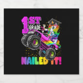 1st Grade Nailed It Unicorn Monster Truck Graduati スパークリングワインラベル (シングルラベル)