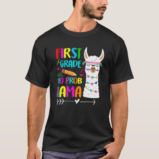 1st Grade No Prob Llama Teacher Back To School Gir Tシャツ (正面)