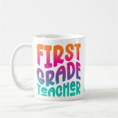 1st Grade Teacher Colorful Ombre Text Design コーヒーマグカップ (左)