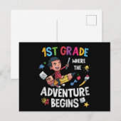 1st Grade Where Adventure Begins バックトゥスクール ポストカード (正面/裏面)