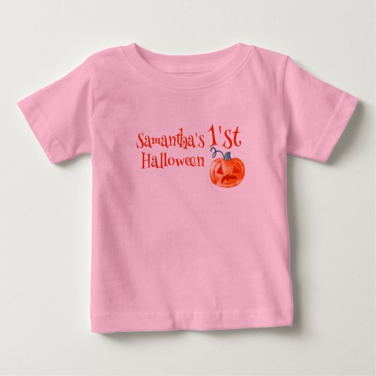 1st Halloween Pumpkin cute ベビーTシャツ (正面)