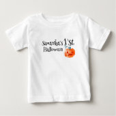 1st Halloween Pumpkin Personalized ベビーTシャツ (正面)