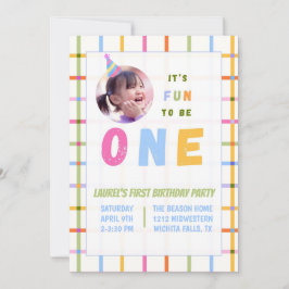 1ST- IT'S FUN TO BE ONE FIRST BIRTHDAY INVITATION  招待状