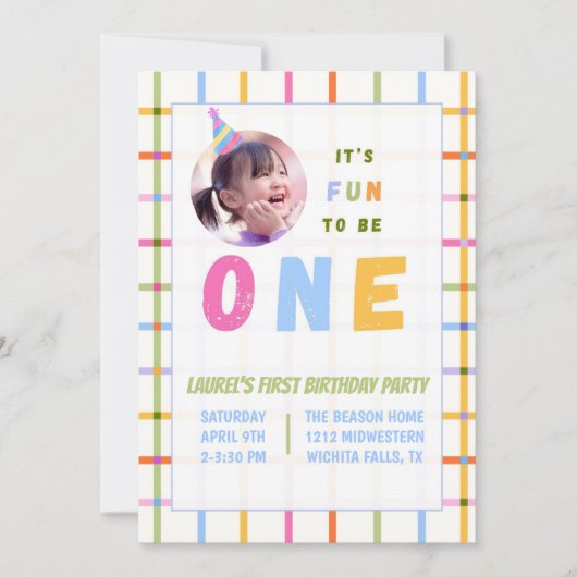 1ST- IT'S FUN TO BE ONE FIRST BIRTHDAY INVITATION  招待状 (正面)