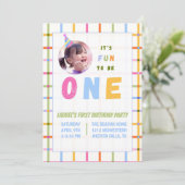 1ST- IT'S FUN TO BE ONE FIRST BIRTHDAY INVITATION  招待状 (スタンド正面)