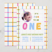 1ST- IT'S FUN TO BE ONE FIRST BIRTHDAY INVITATION  招待状 (正面/裏面)