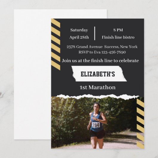 1st Marathon Runner First Running Sport 26 2 招待状 (正面/裏面)