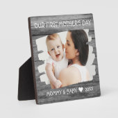 1st Mothers Day Momベビーフォトキープサケグレイ フォトプラーク (正面)