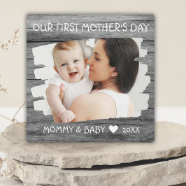 1st Mothers Day Momベビーフォトキープサケグレイ フォトプラーク