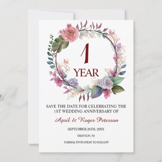 1st Paper Wedding Anniversary Floral セーブザデート (正面)