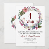 1st Paper Wedding Anniversary Floral セーブザデート (正面/裏面)