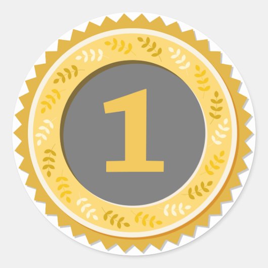 1st Place Gold Medal Dark ラウンドシール (正面)