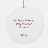 1st Place Winner Ugly Sweater Blue Red Purple セラミックオーナメント (裏面)