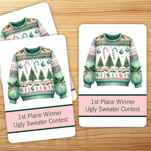 1st Place Winner Ugly Sweater Contest Green Pink トランプ